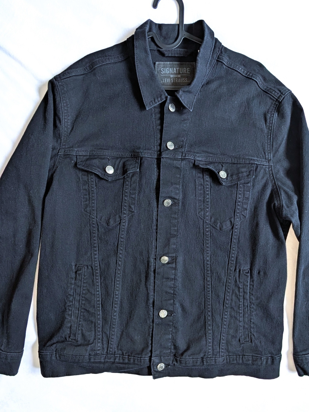 Signature by Levi Strauss Black Denim Trucker Jacket Size L